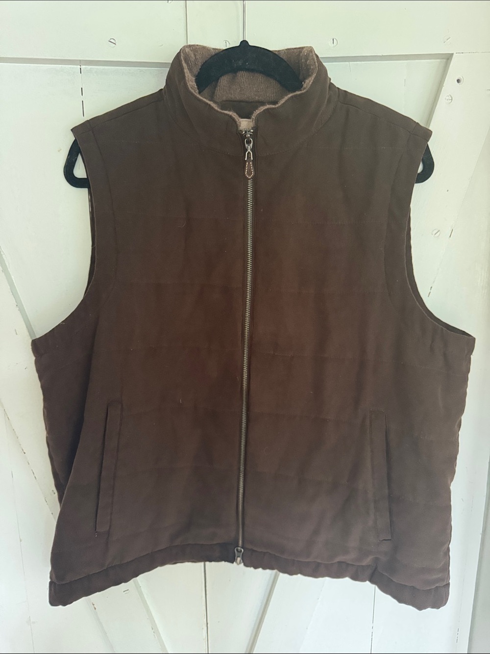 Men's Brown Quilted Zip Front Vest - Insulated Layer